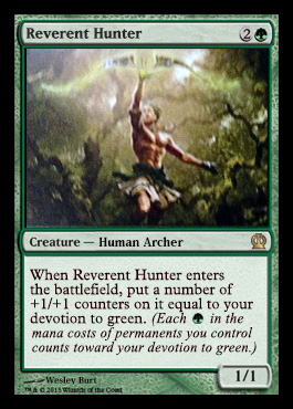 Magic the Gathering Theros Visual Spoiler Reverent Hunter Card Image Karte