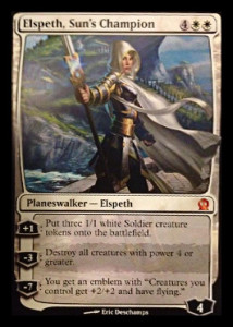 Magic the Gathering Theros Visual Spoiler Planeswalker Elspeth Sun's Champion Card Image Karte